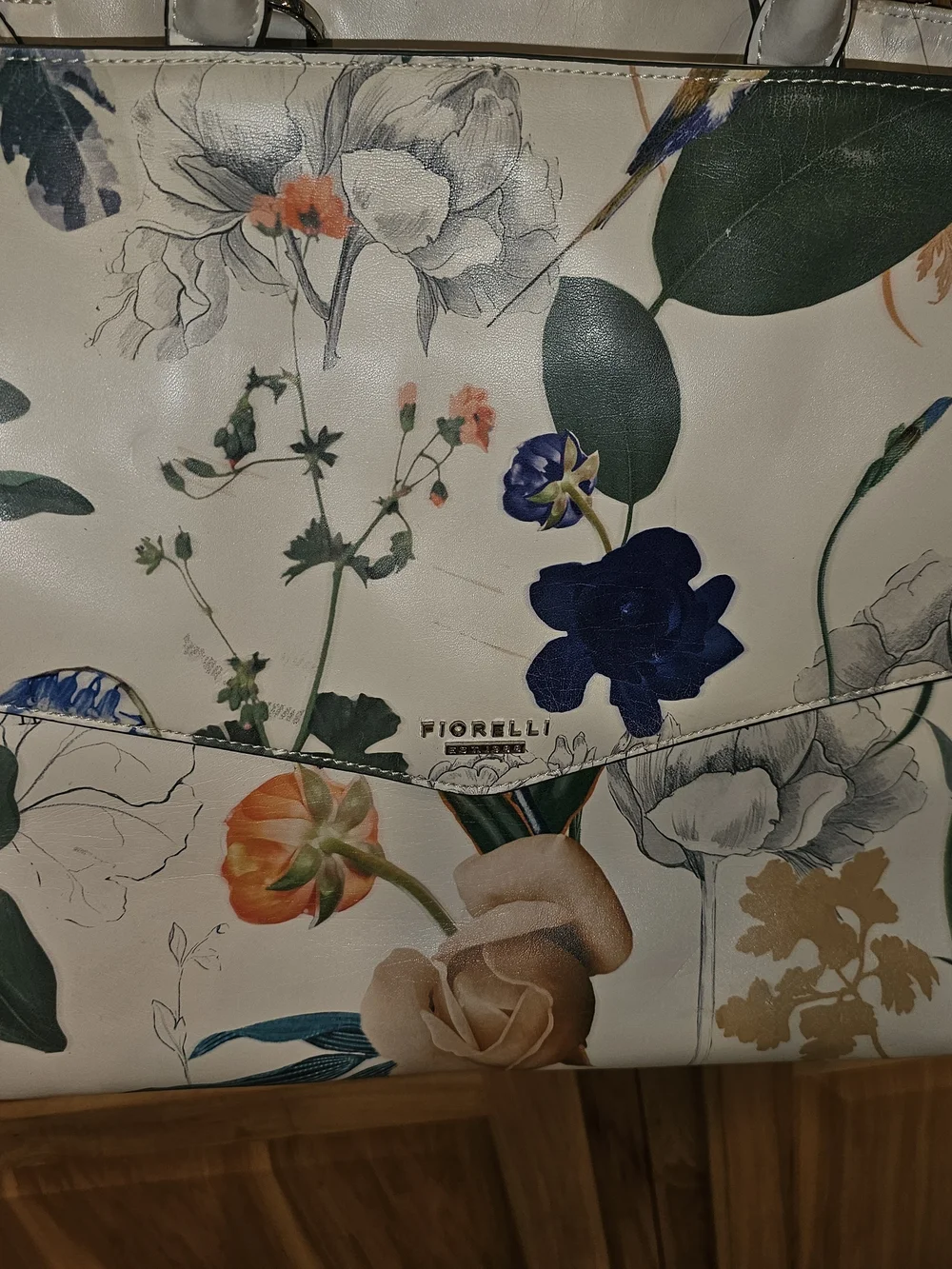 Floral Print White Satchel with Dual Handles by Fiorelli